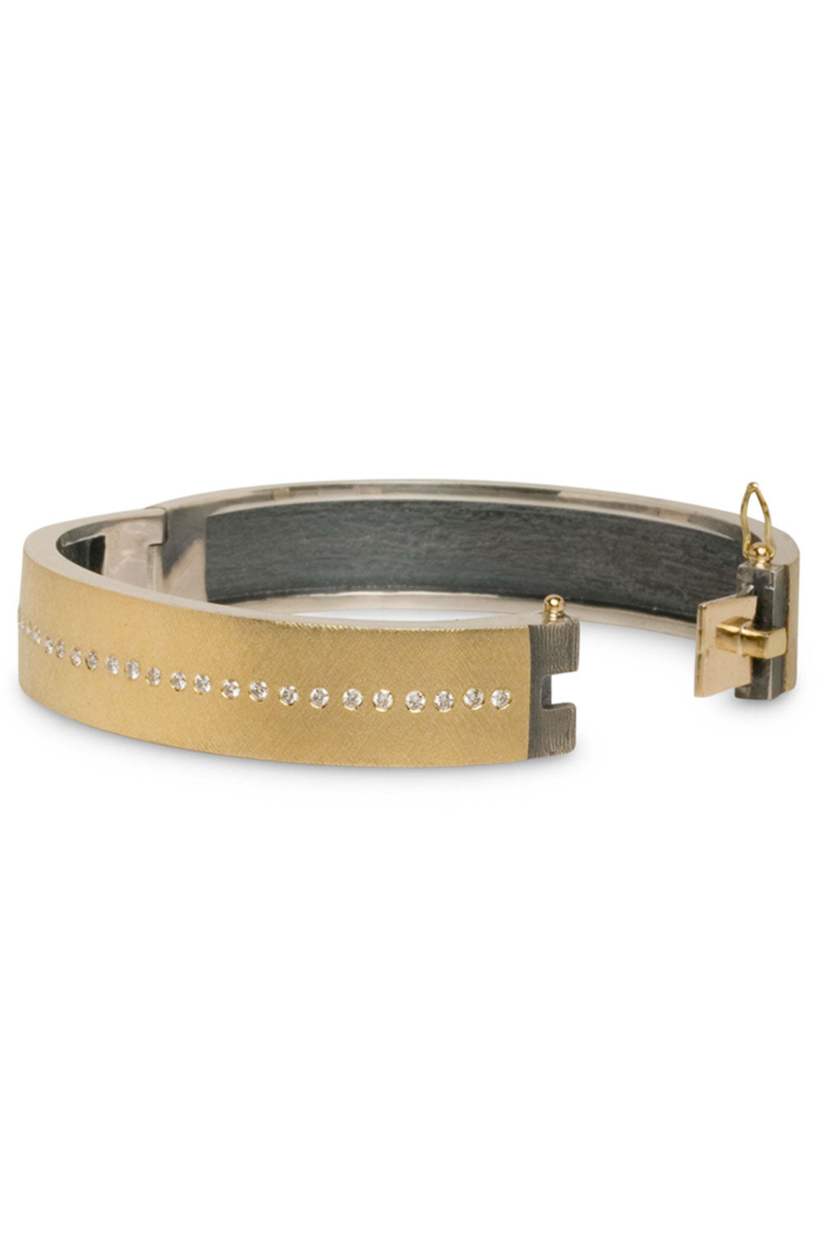 Rene Escobar - Yellow Gold and Diamond Wide Bangle Bracelet