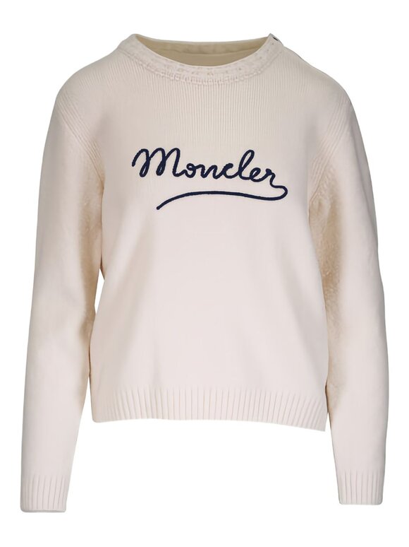 Moncler White Cotton Signature Logo Sweater - view 4