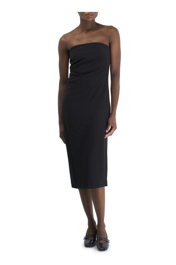 Vince - Black Strapless Draped Dress