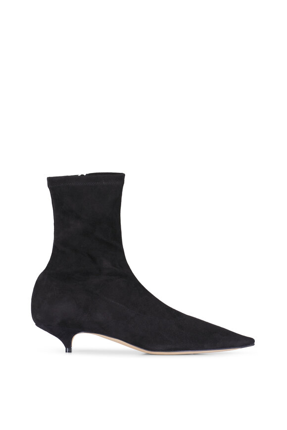 The Row Liisa Black Suede Kitten Bootie - view 2