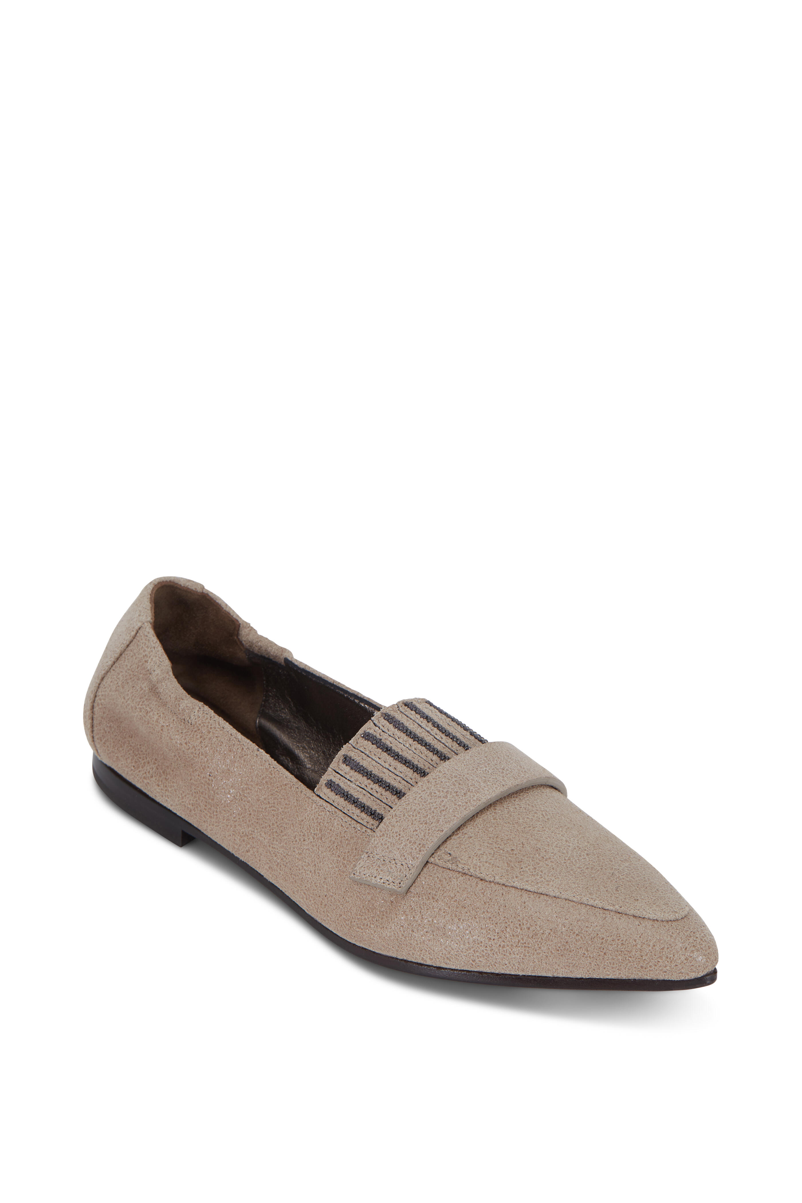 Brunello Cucinelli - Sand Suede Monili Fringe Flat