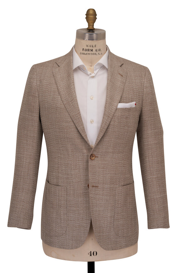 Kiton - Tan Herringbone Cashmere Blend Sportcoat