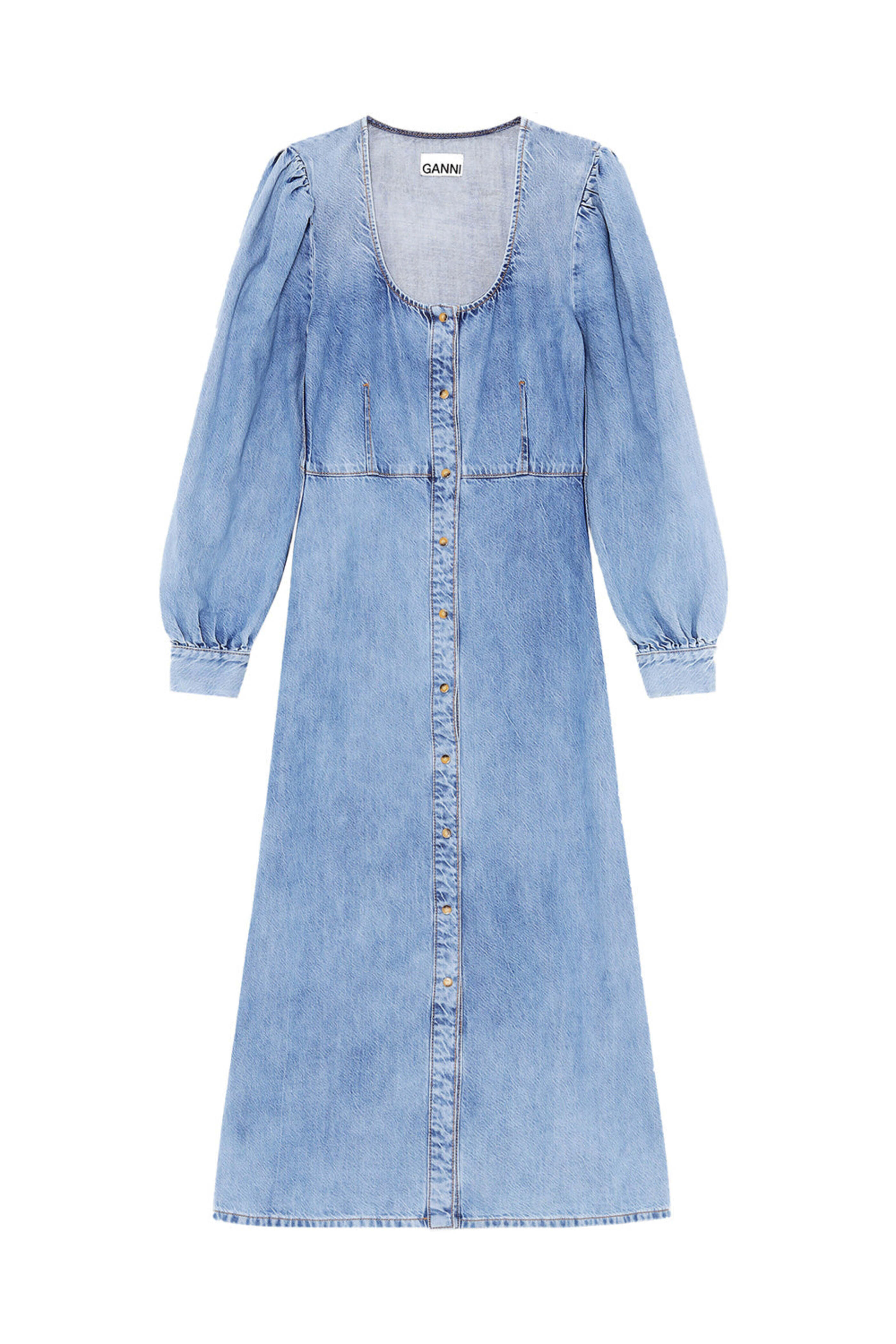 Ganni - Washed Indigo Button Down Midi Dress | Mitchell Stores