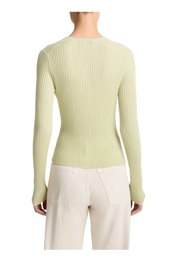 Vince Pale Fern Ribbed Cashmere & Silk Cardigan - view 3