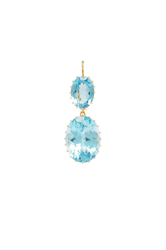 Renee Lewis 18k Yellow Gold Blue Topaz Drop Earring - view 2
