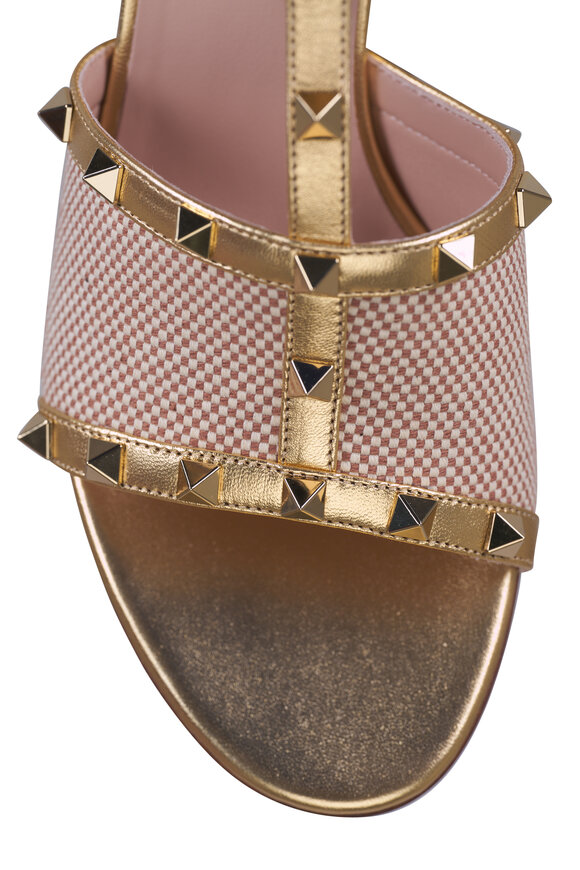 Valentino Garavani Rockstud Natural Canvas & Leather Sandal, 60mm - view 5