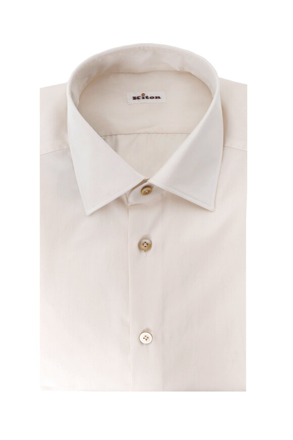 Kiton Ecru Cotton Dress Shirt