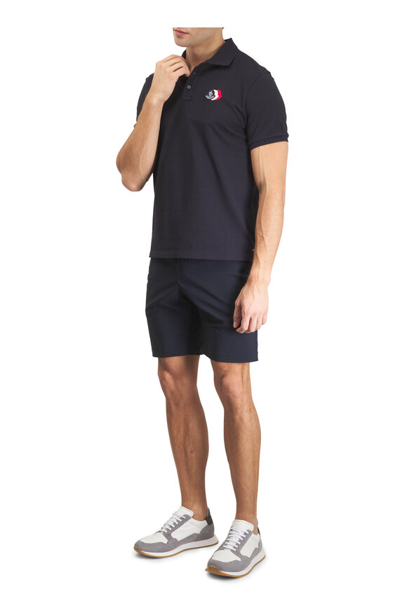 Moncler Logo Patch Navy Blue Short Sleeve Polo - view 2