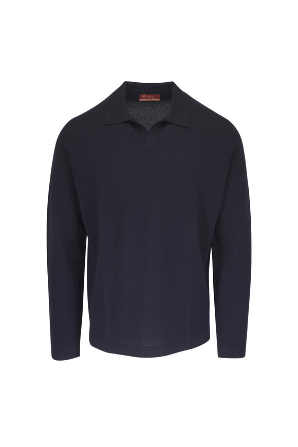 Fly3 Navy Pique Wool Polo - view 1