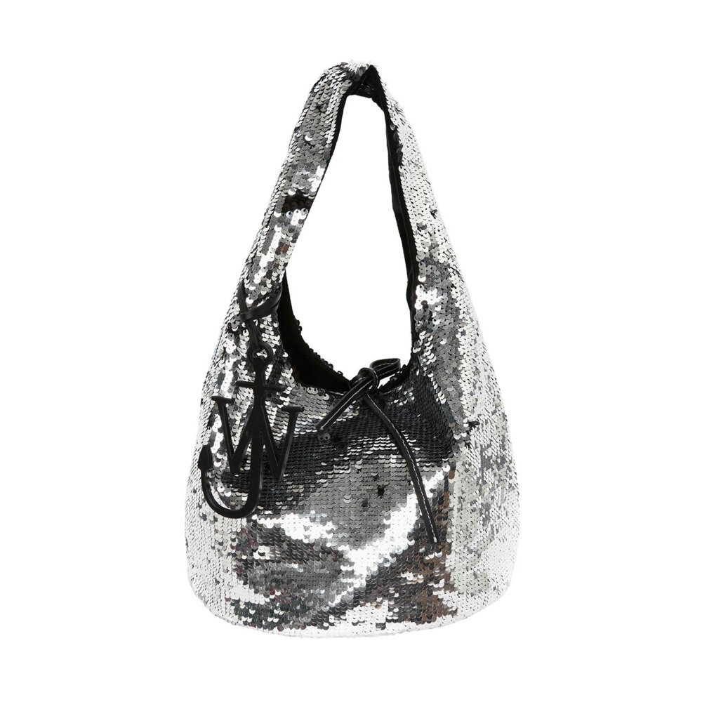 【送料&関税込】J.W. Anderson Sequin Embellished Small Tote Jw Anderson - Mini Shopper Tote in Silver Sequin