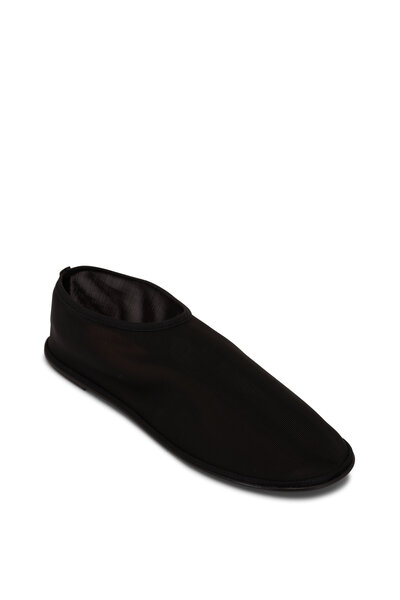 The Row - Black Eelskin Leather Soft Loafer, 25mm
