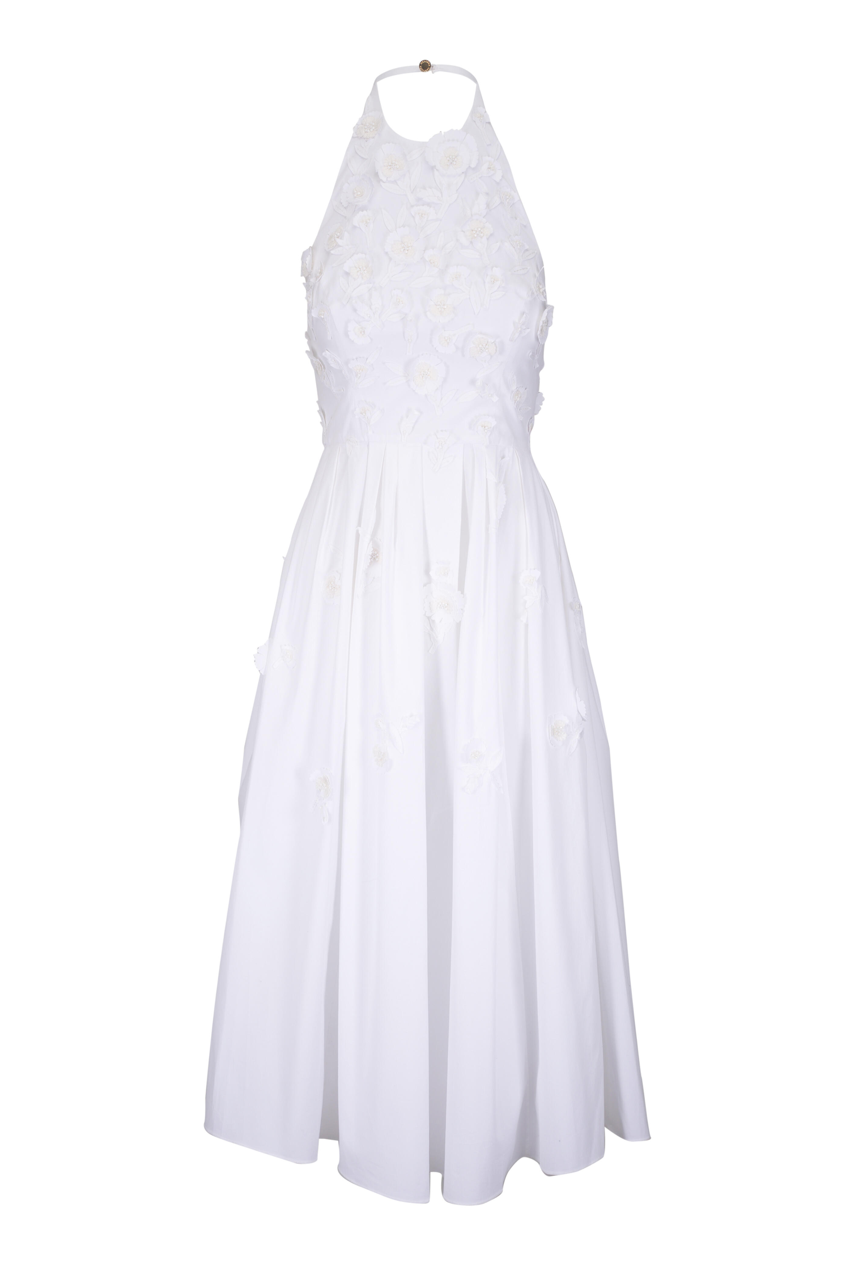 Carolina Herrera - White Embroidered Halter Dress