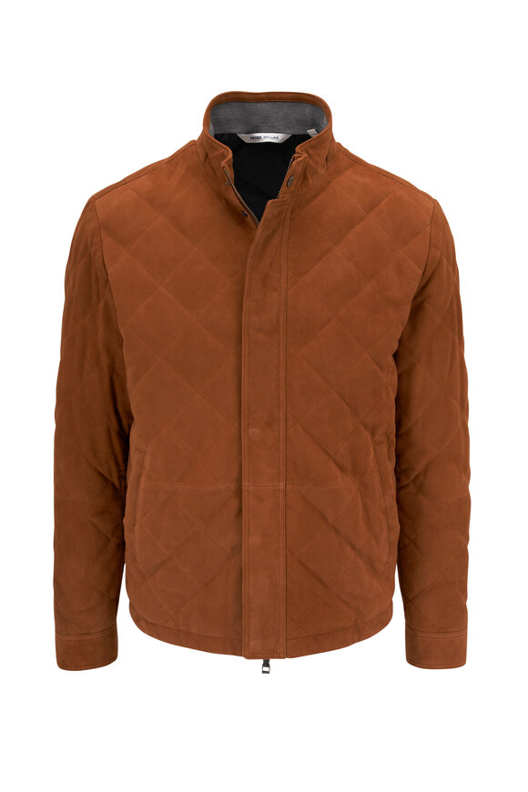 Peter Millar - Norfolk Brown Suede Quilted Bomber