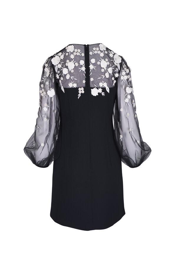 Carolina Herrera - Black & White Floral Embellished Mini Dress