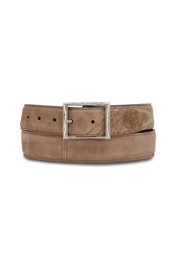 Berluti - Scritto Sand Suede Belt | Mitchell Stores