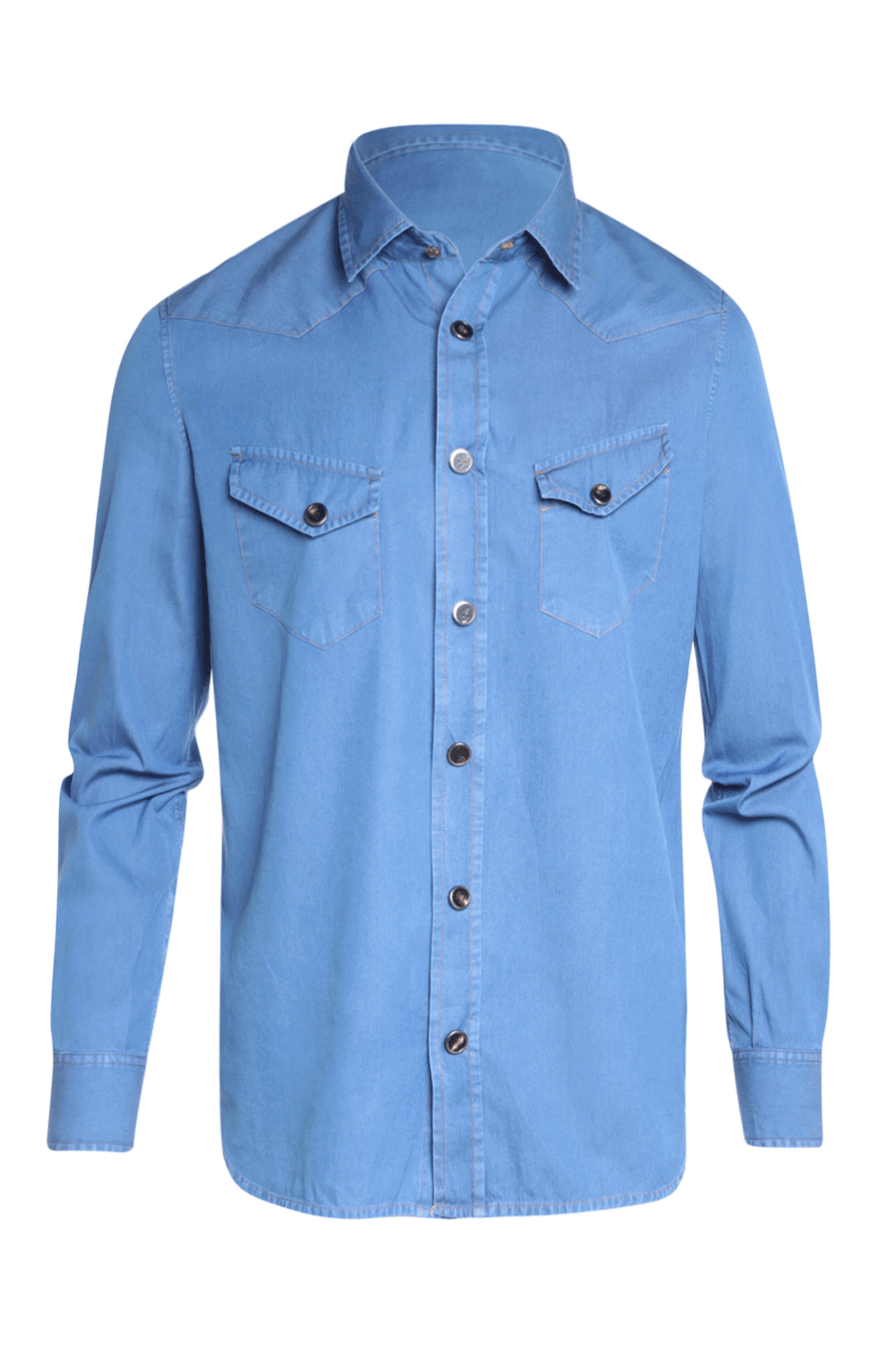 Isaia - Blue Denim Western Snap Sportshirt