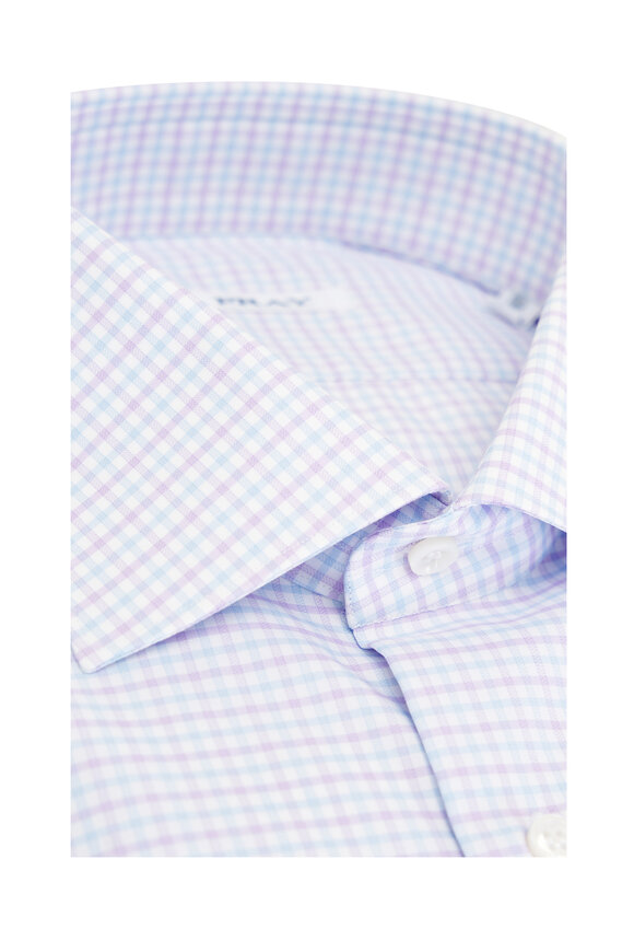 Fray - Light Blue & Purple Check Cotton Dress Shirt