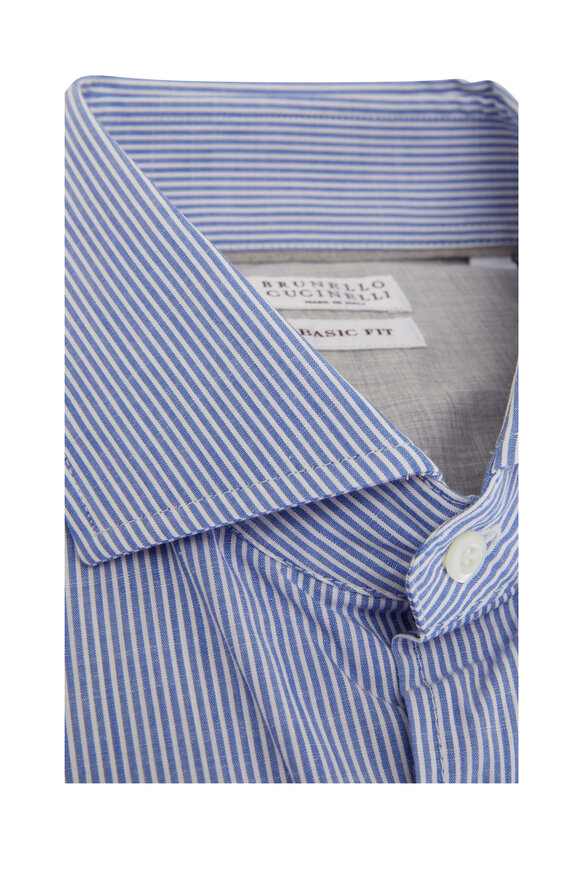 Brunello Cucinelli - Blue & White Pinstripe Sport Shirt