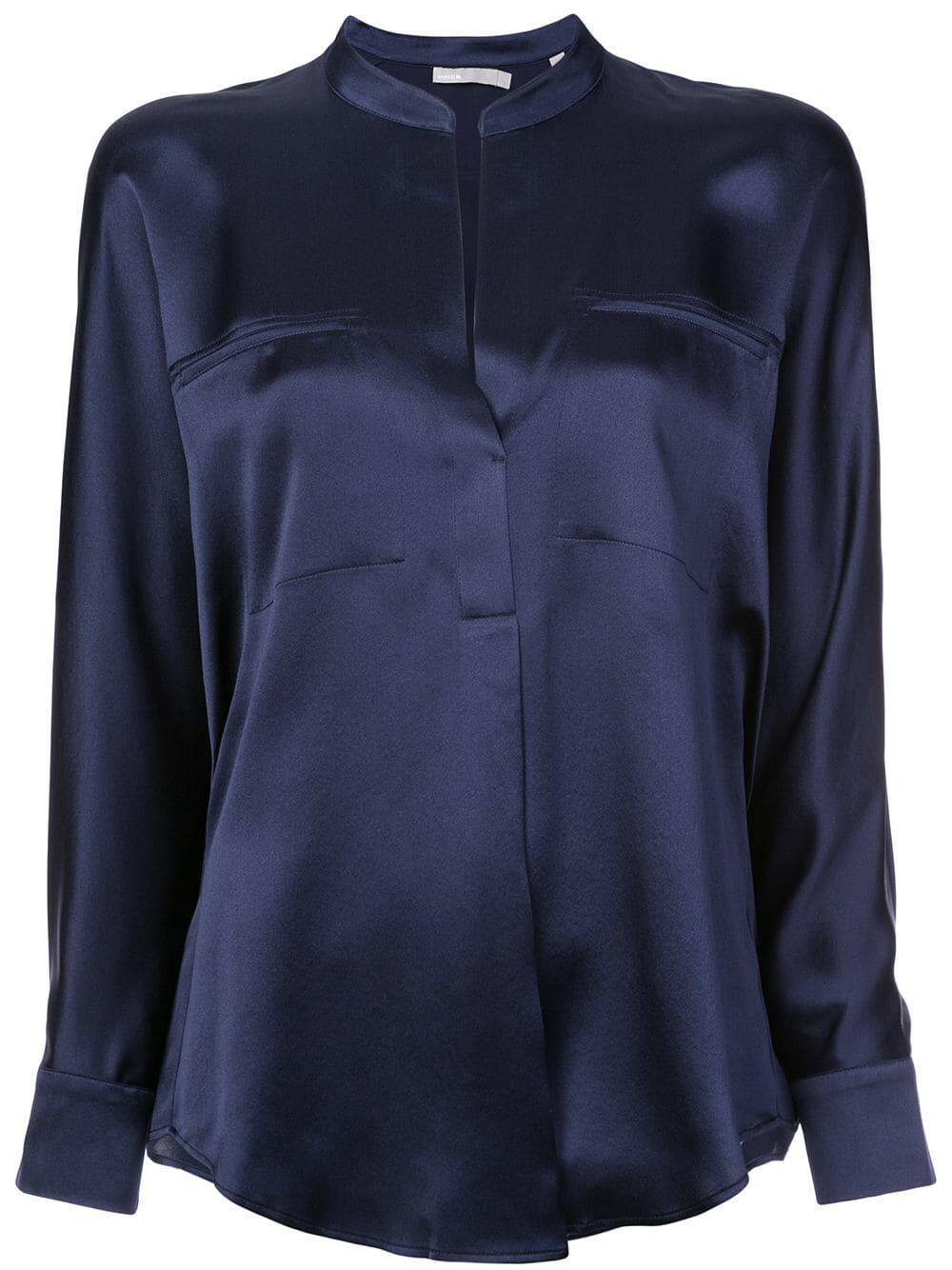 Vince - Marine Blue Silk Blouse