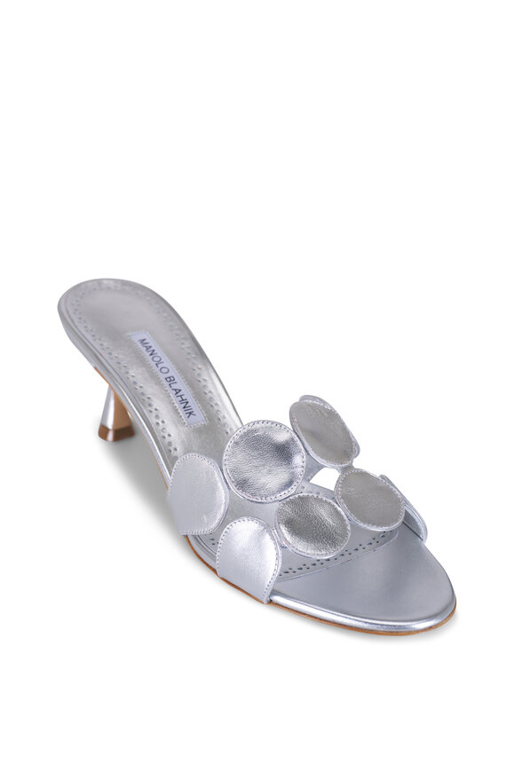 Manolo Blahnik Haribalmu Silver Sandal, 50mm