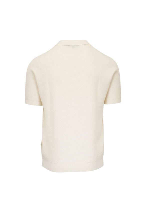 Patrick Assaraf Off White Bubble Knit Polo - view 3
