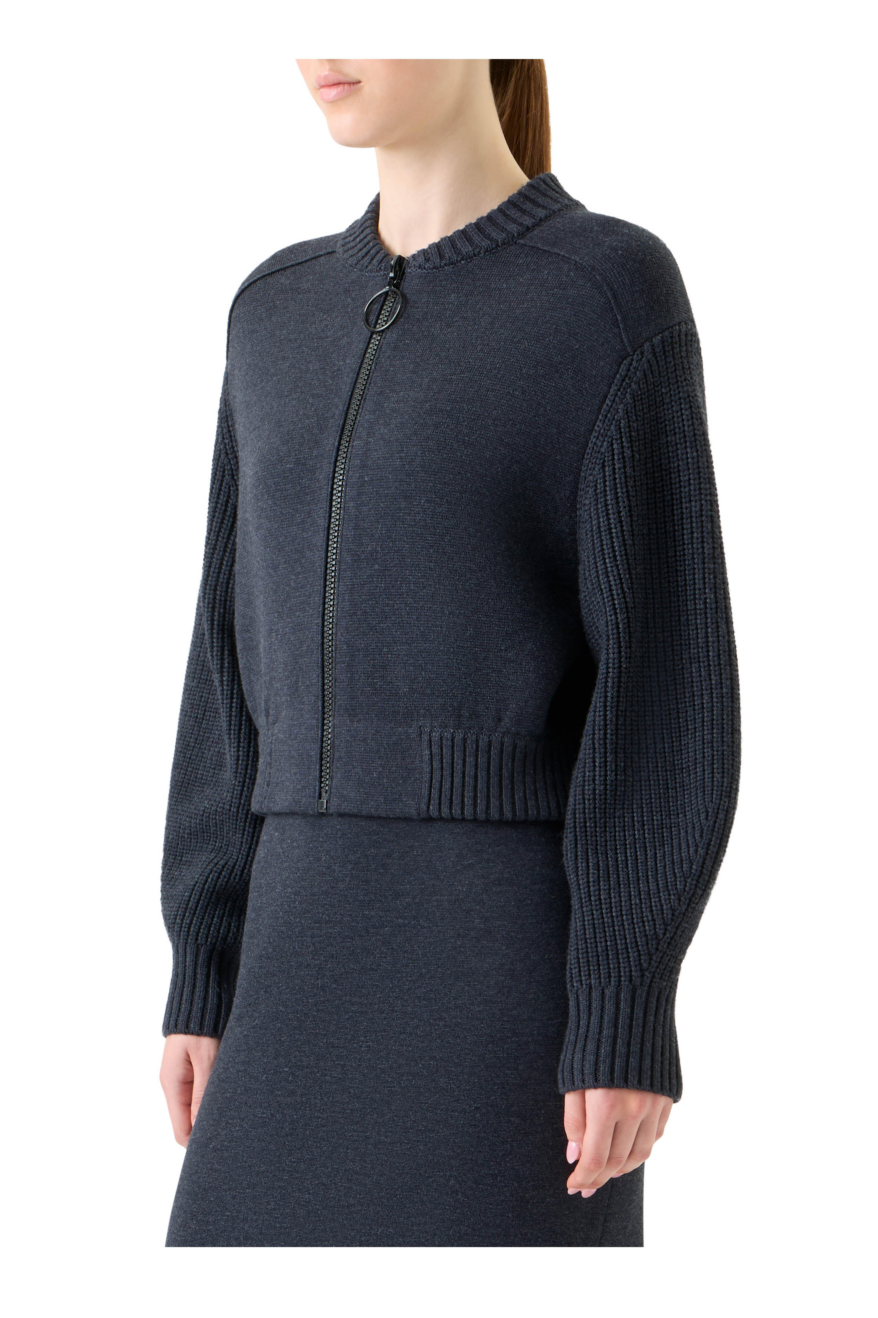 Akris Punto - Charcoal Gray Knit Bomber Jacket