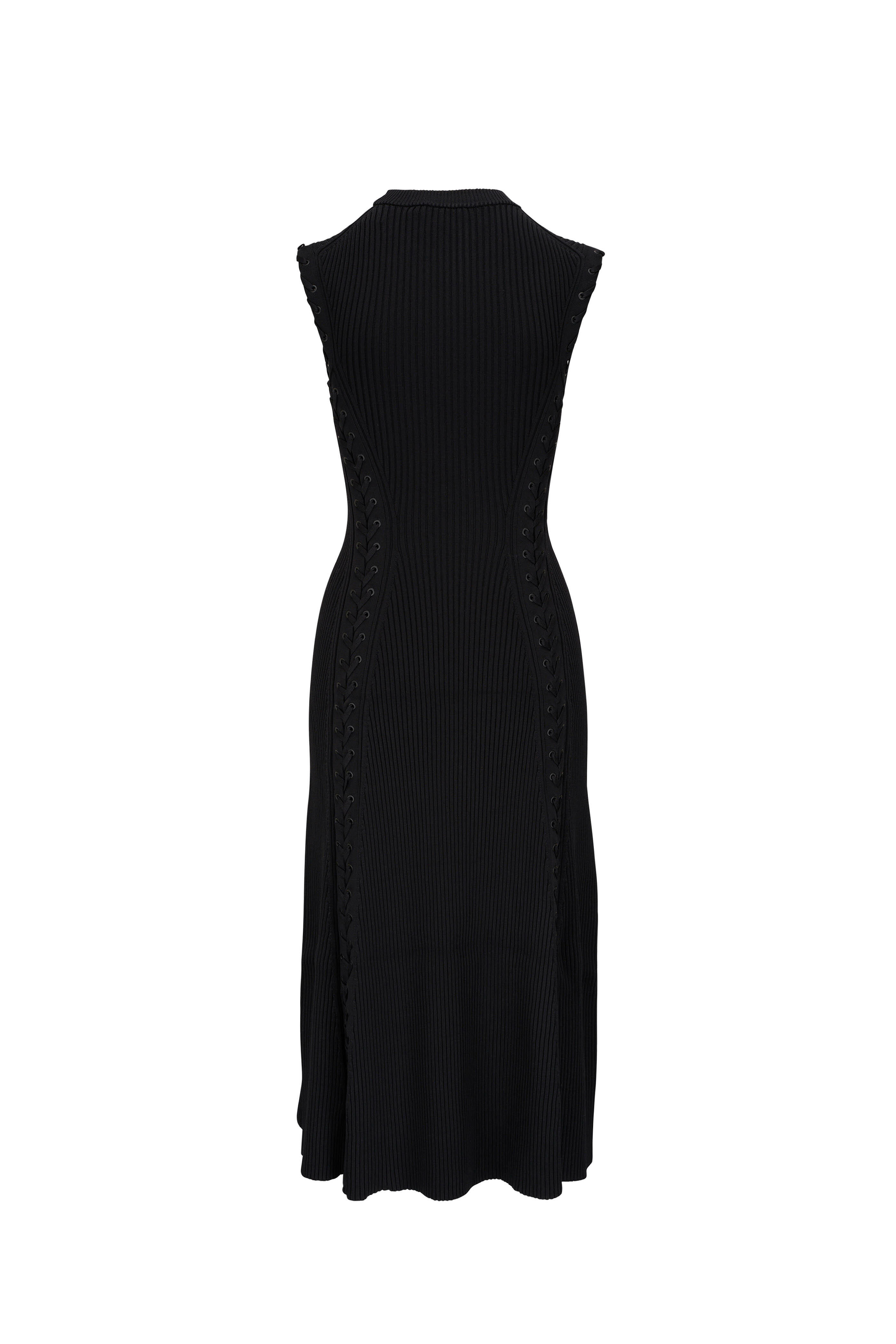 Jonathan Simkhai - Lorena Black Lace-Up Ribbed Knit Dress