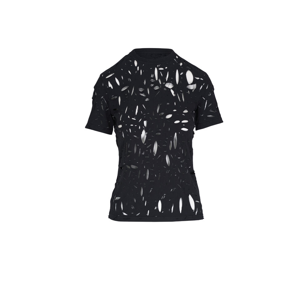R13 ハンクフリントクルネックTシャツ R13WK001K106A BLACK R13 - Shredded Black Cotton T-Shirt | Mitchell Stores