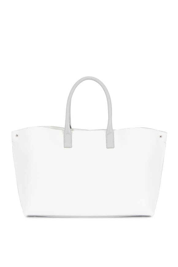 Akris - White & Silver Small Leather Top Handle