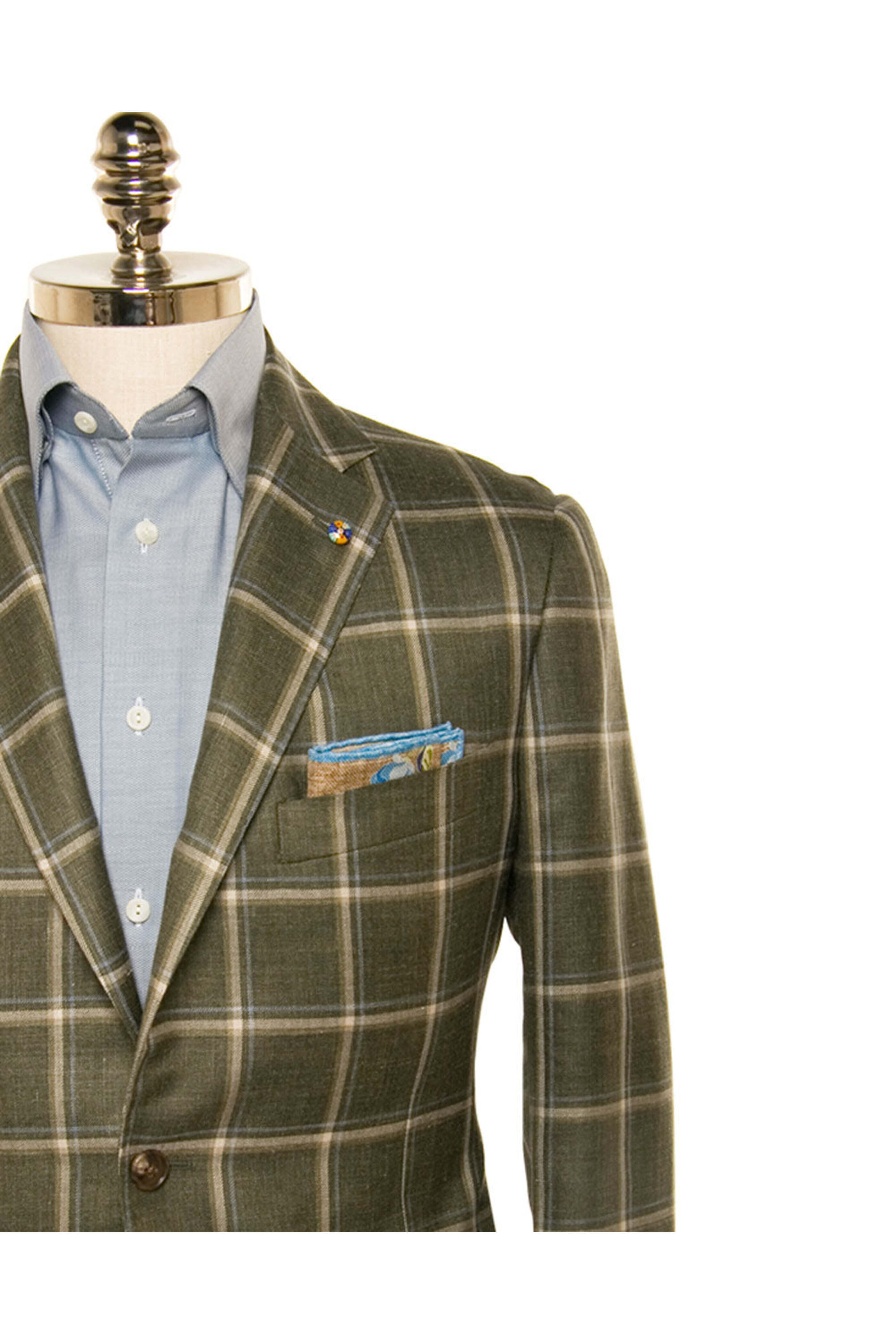 Belvest - Olive Green Windowpane Sportcoat