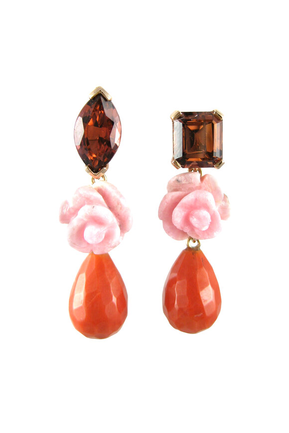 K. Brunini Jewels Tourmaline Coral Drop Earrings - view 1