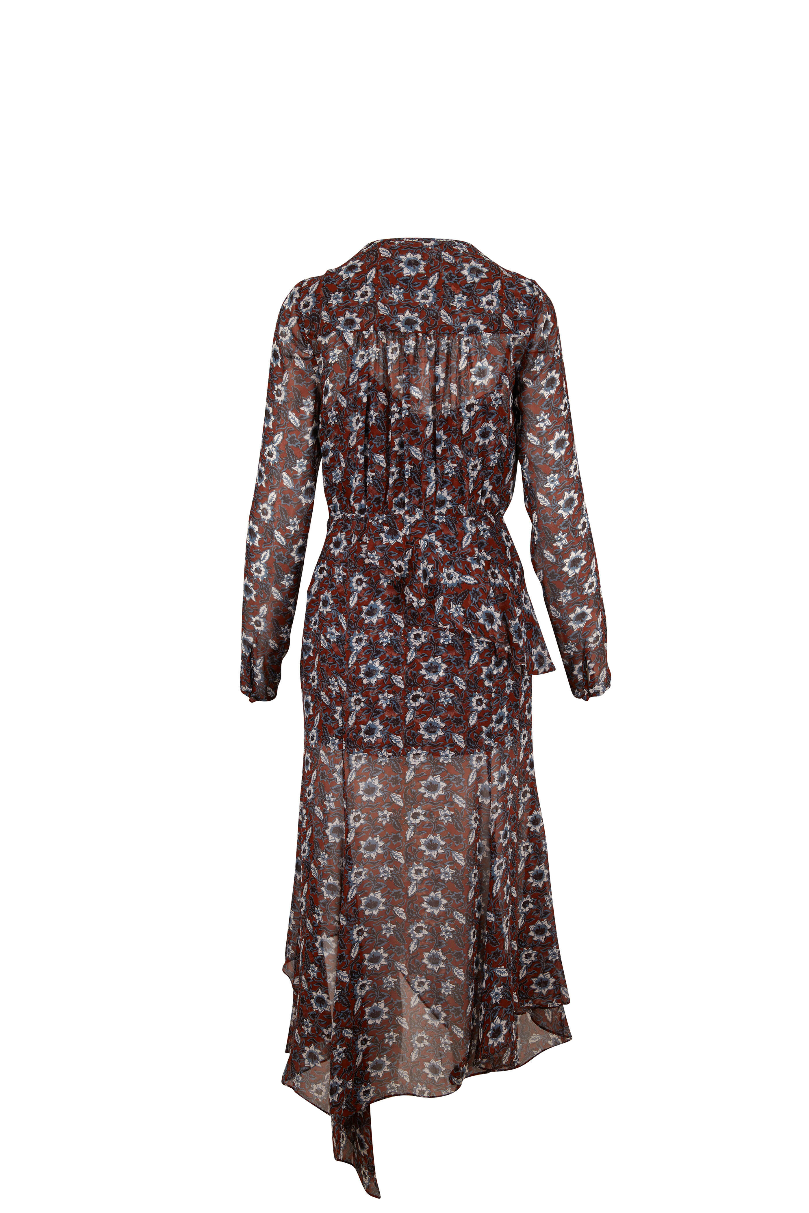 Veronica Beard - Sazan Clay Multi Floral Silk Midi Dress