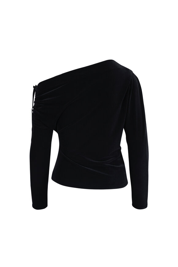 Talbot Runhof Black Off-The-Shoulder Velvet Top - view 2