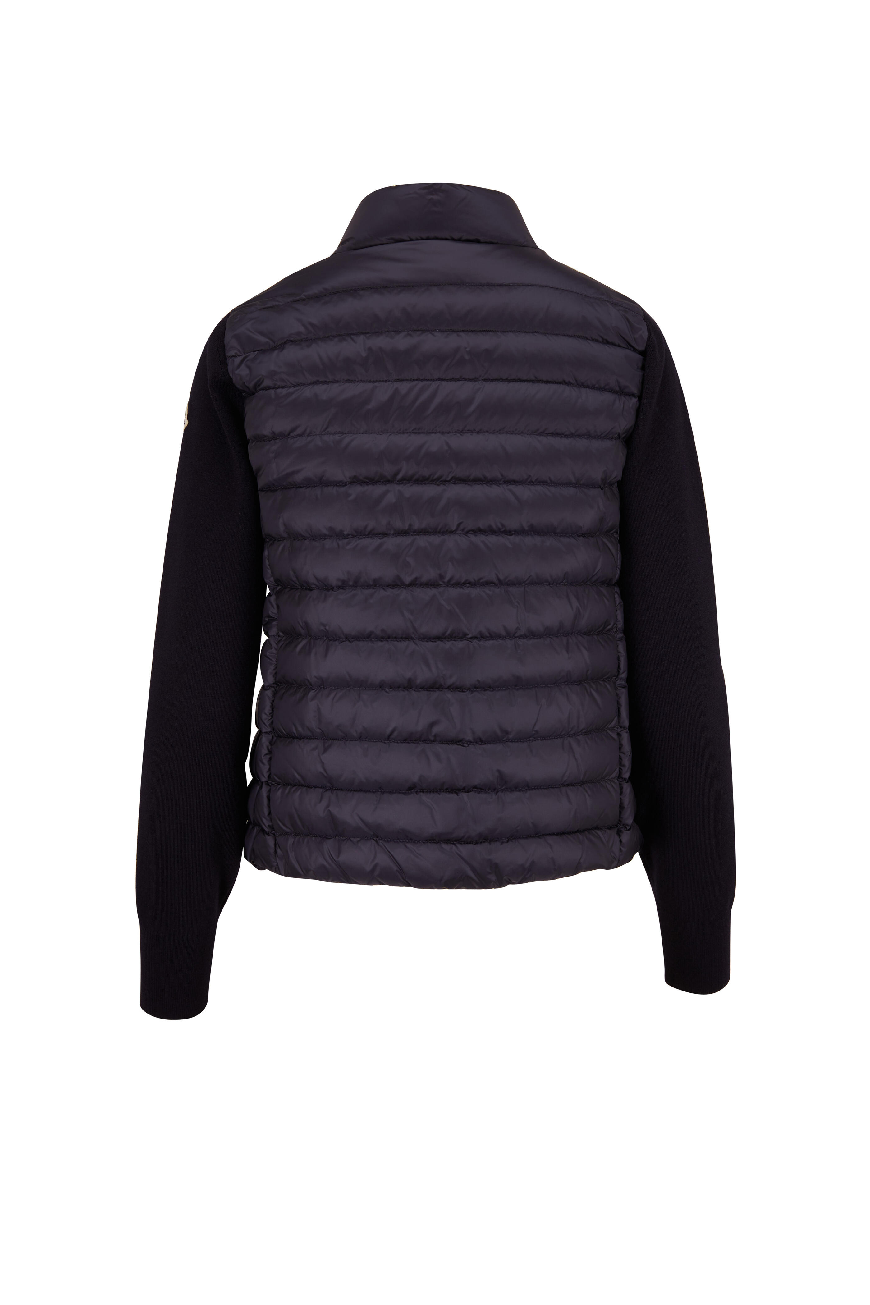 Moncler - Navy Blue Short Down Zip Cardigan | Mitchell Stores