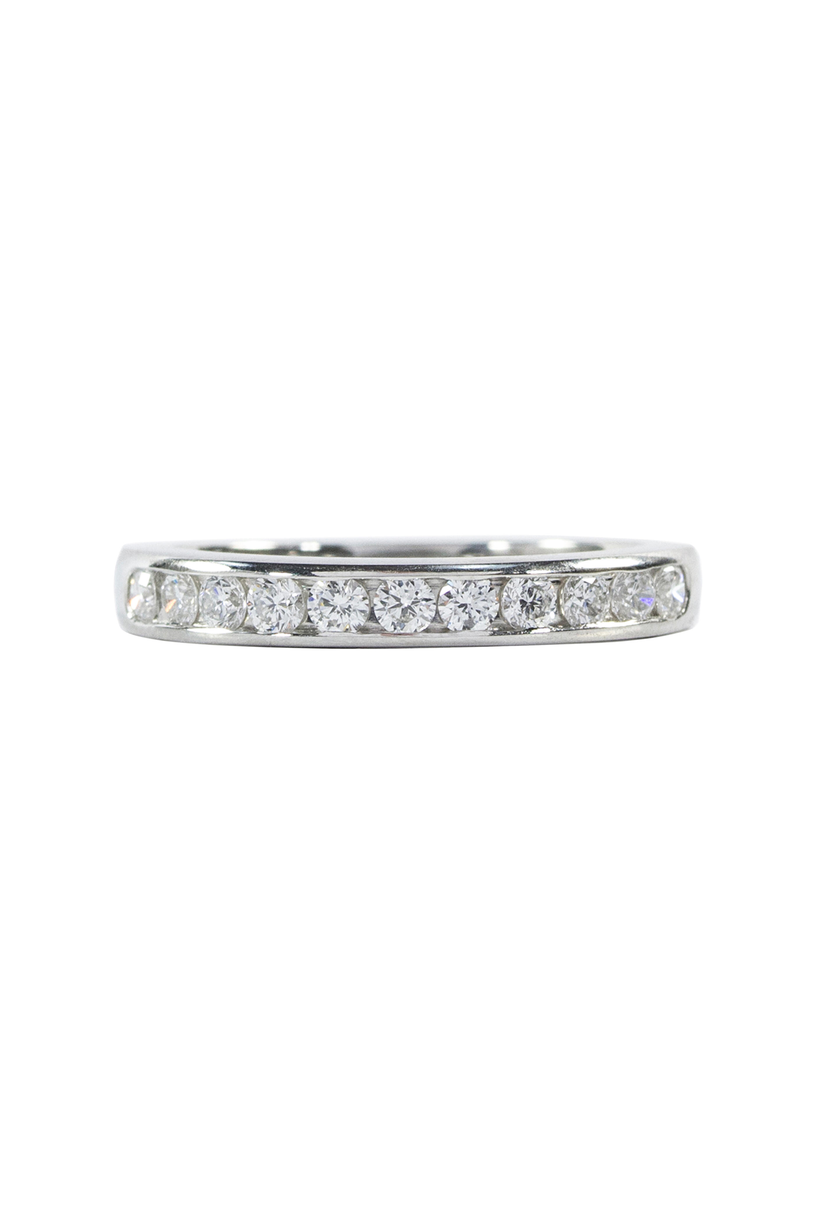 Oscar Heyman Platinum Two Row Round and Marquise Diamond Guard Ring