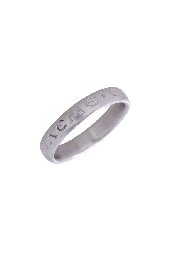 Caroline Ellen Platinum Engraved Narrow Band Ring - view 1