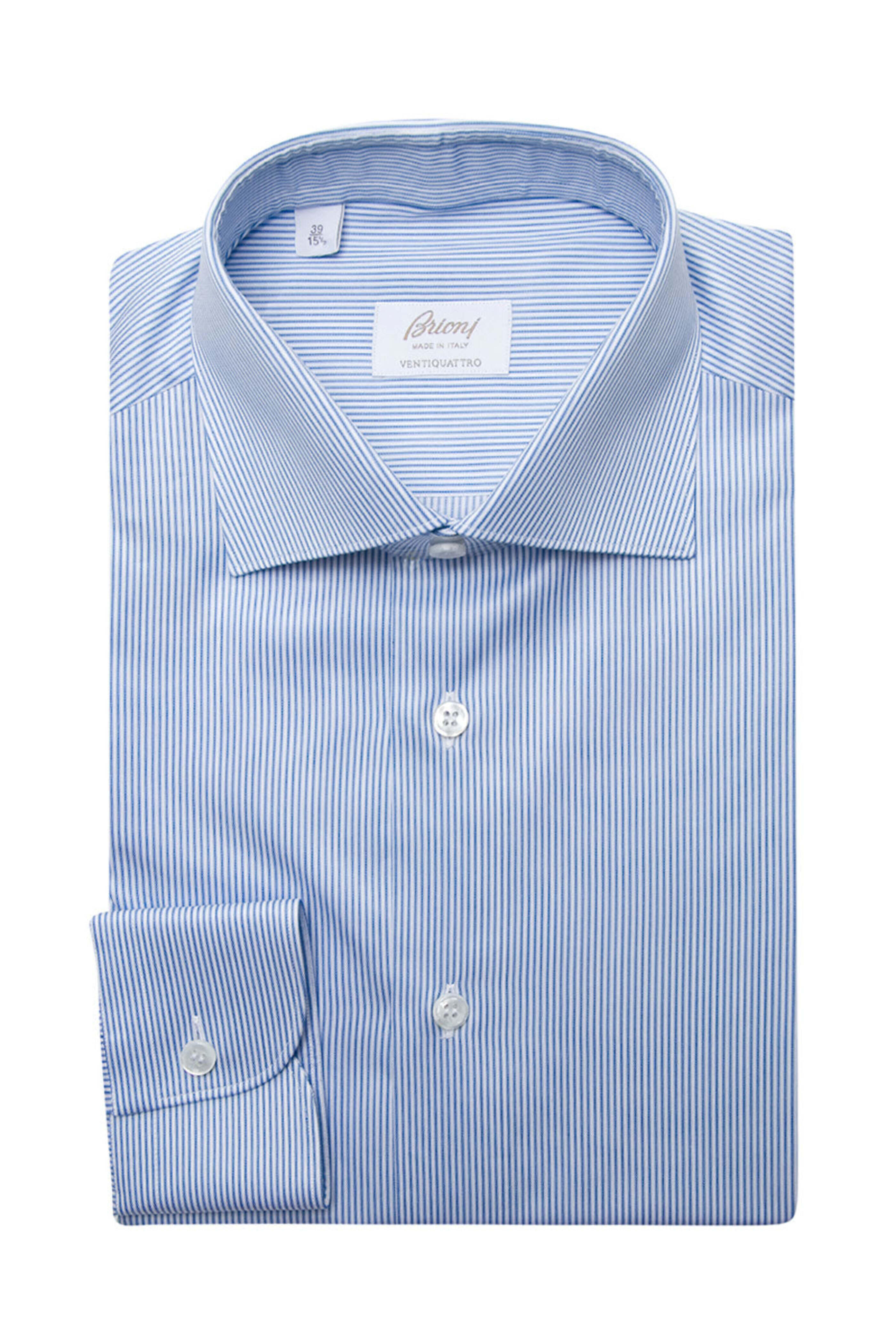 Brioni - Light Blue and White Micro Stripe Dress Shirt