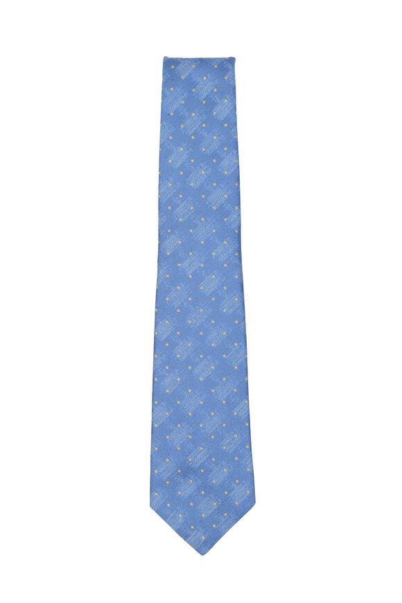 Kiton - Perrywinkle & Gold Dot Silk Necktie 