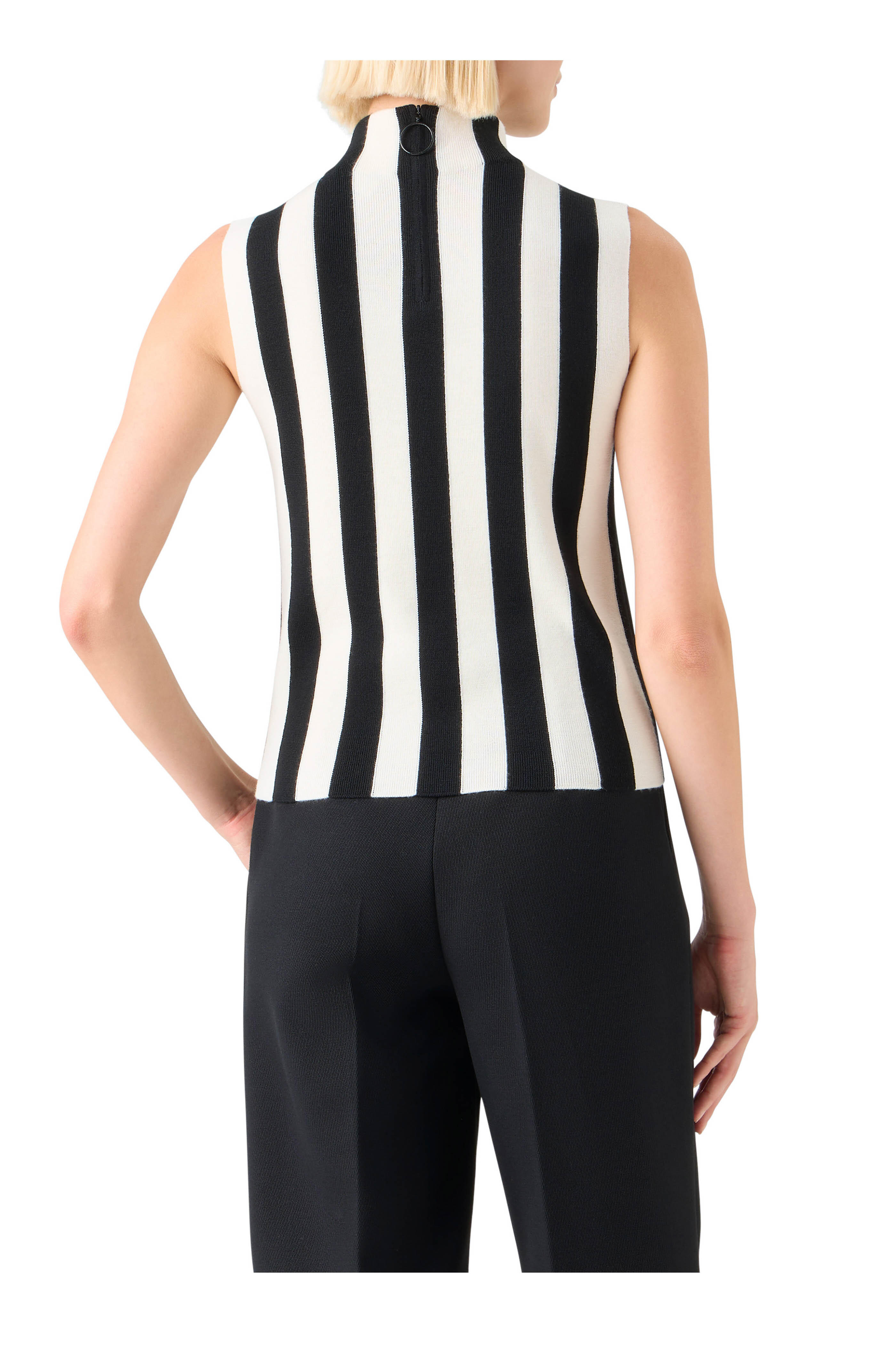 Akris Punto - Black & Cream Mockneck Sleeveless Top