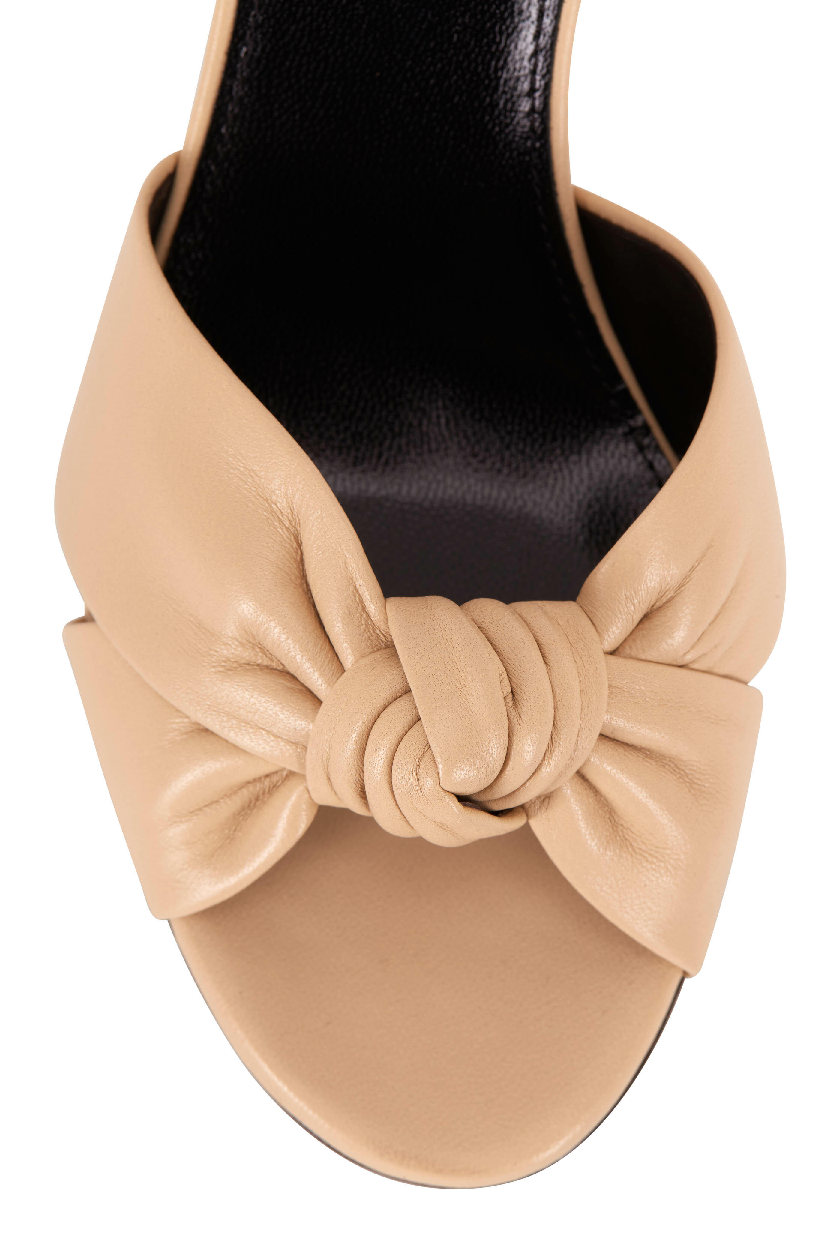Saint Laurent - Bianca Beige Leather Knotted Mule, 75mm