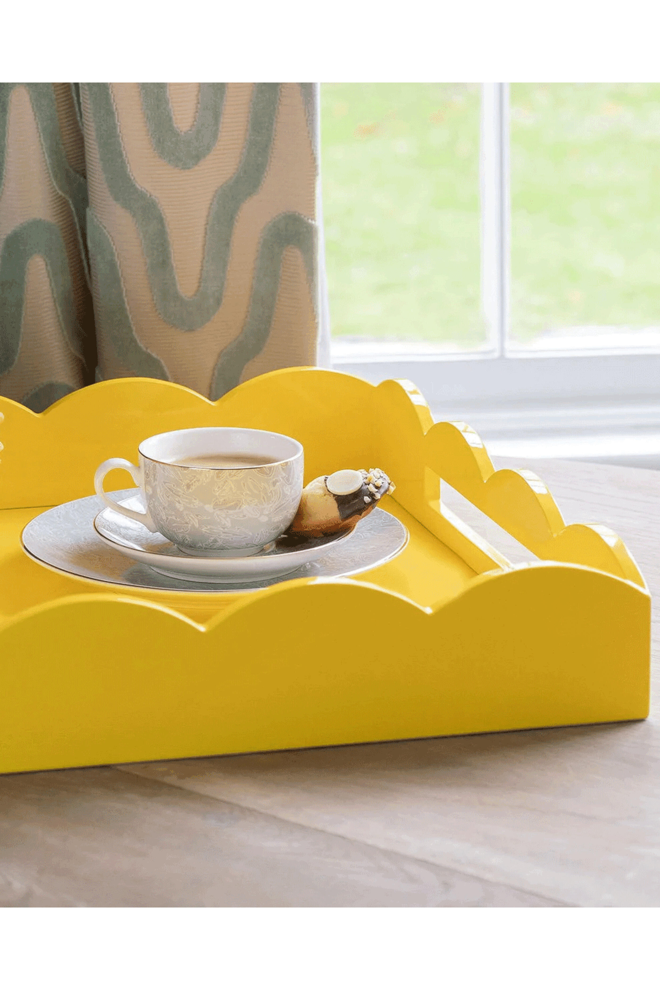 Addison Ross - Yellow 26" X 17" Scalloped Edge Tray