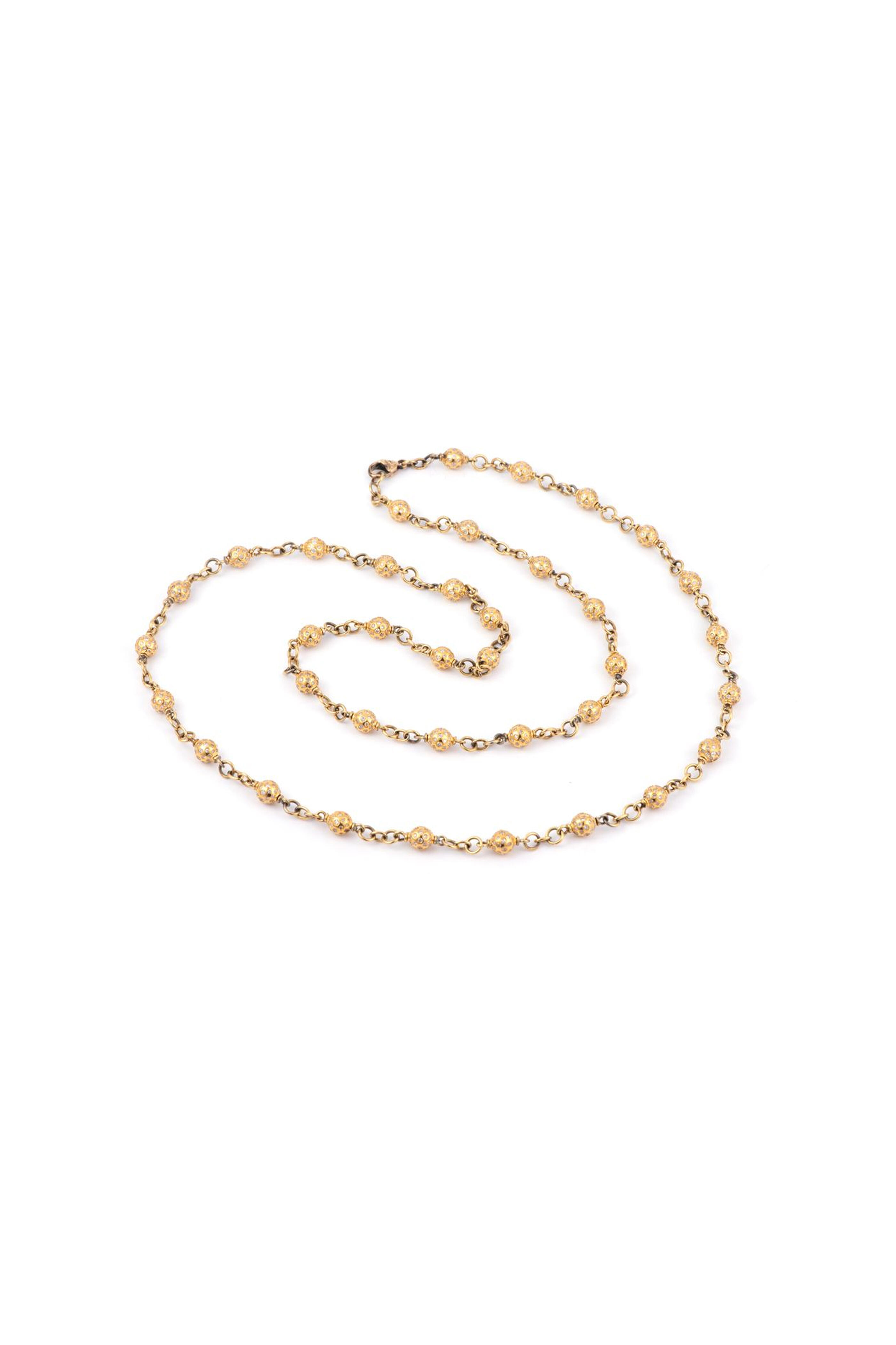 Sylva & Cie - Gold Diamond Beaded Necklace