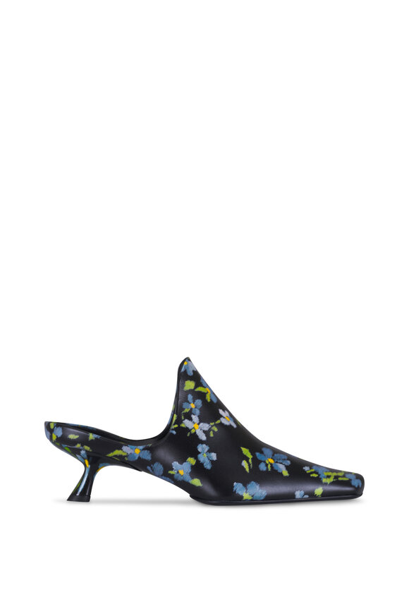 Loewe Emily Black & Blue Floral Leather Mule, 45mm - view 2