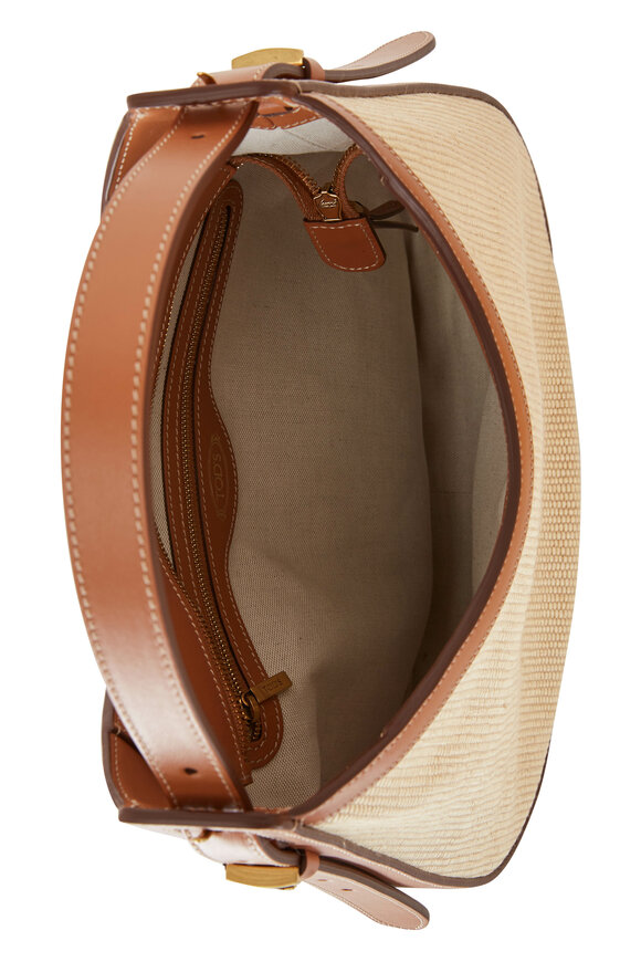 Tod's - Oboe Tan Woven & Leather Small Hobo