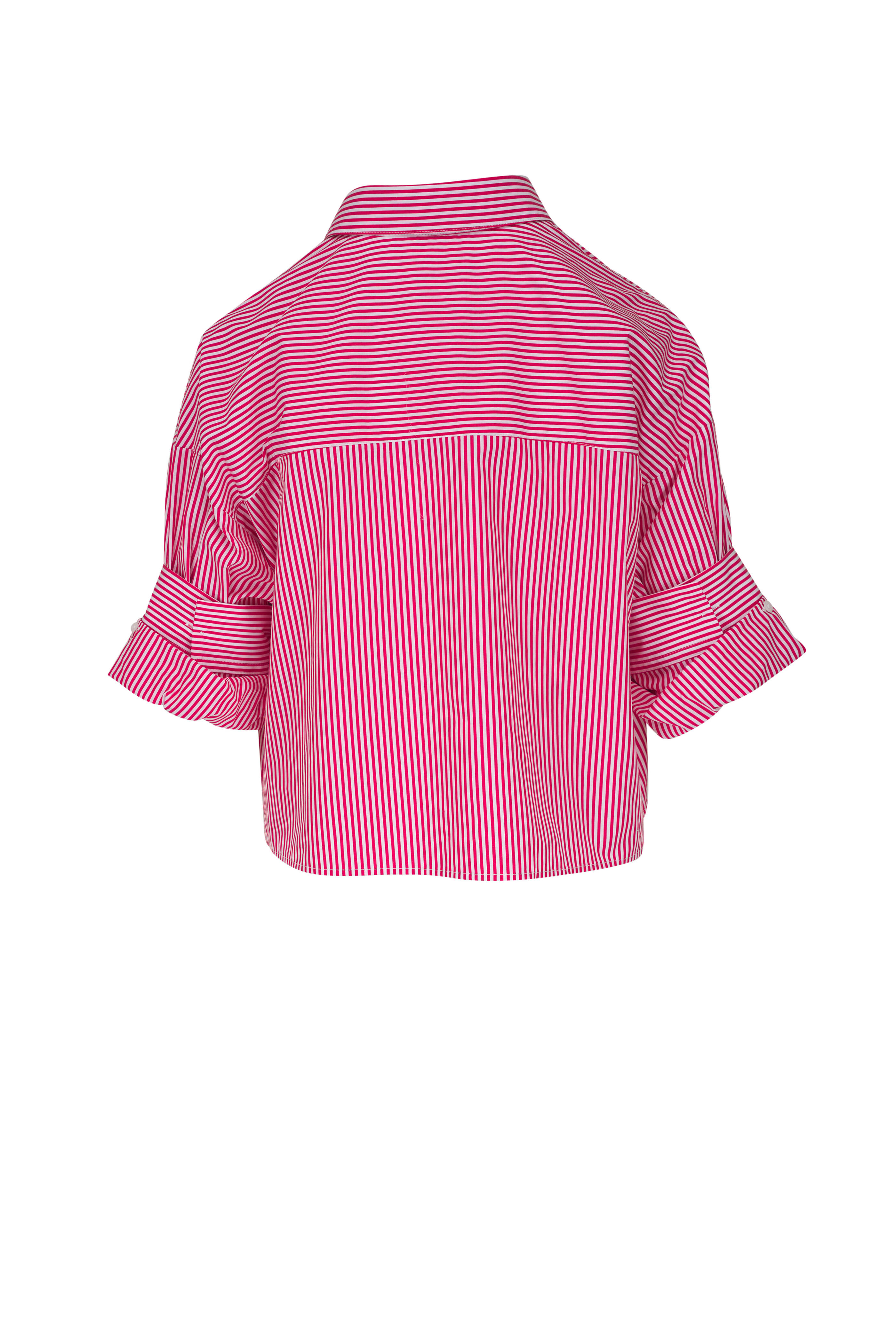 TWP - Next Ex Red Pinstripe Crop Button-Up Shirt