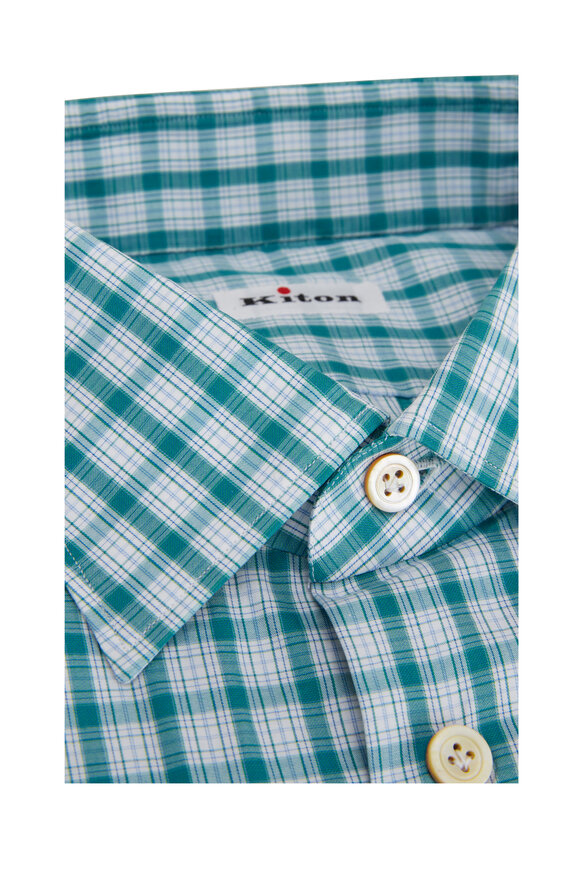 Kiton - Green & Teal Big Check Dress Shirt