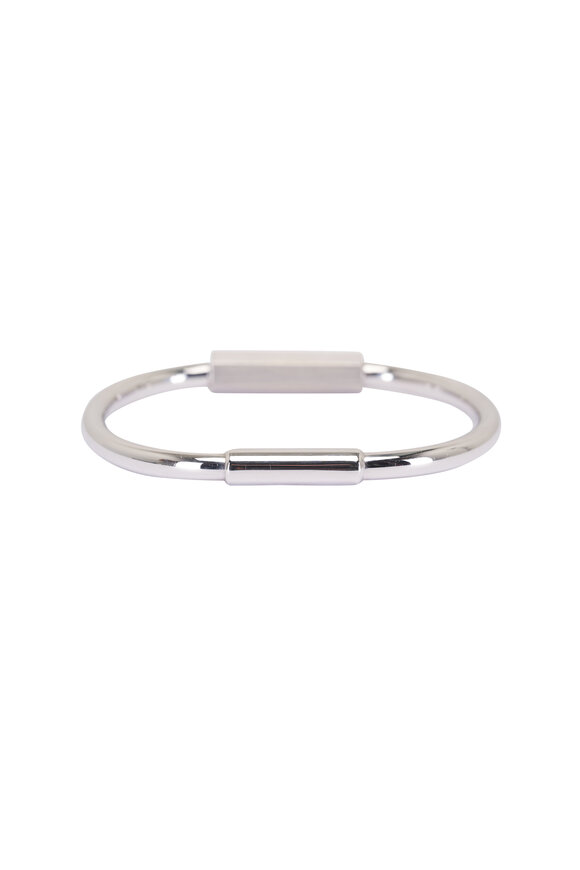 James Banks White Gold Love Lock Code Bangle - view 2