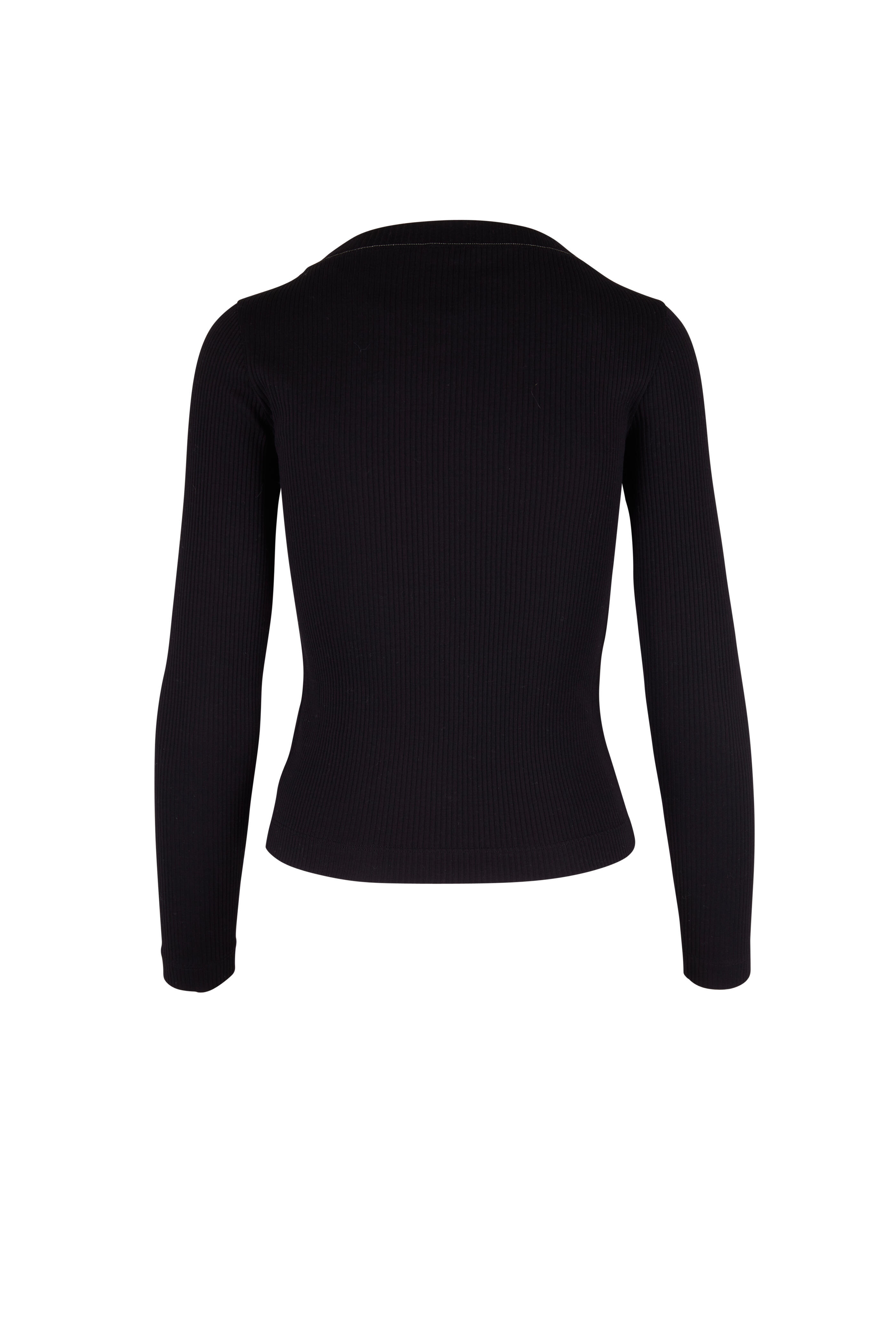 Brunello Cucinelli - Black Flat Ribbed Boatneck T-Shirt
