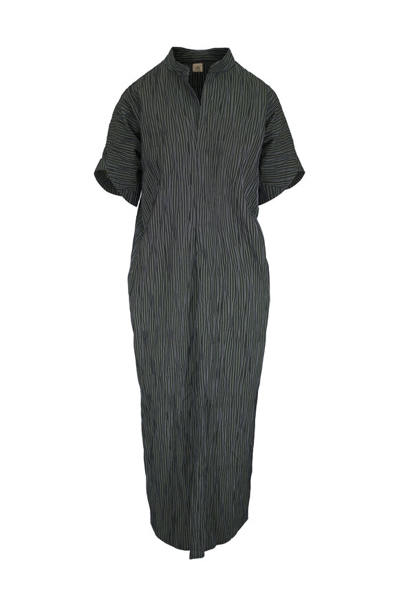 Zero + Maria Cornejo Long Aissa Green Stripe Shirt Dress - view 1