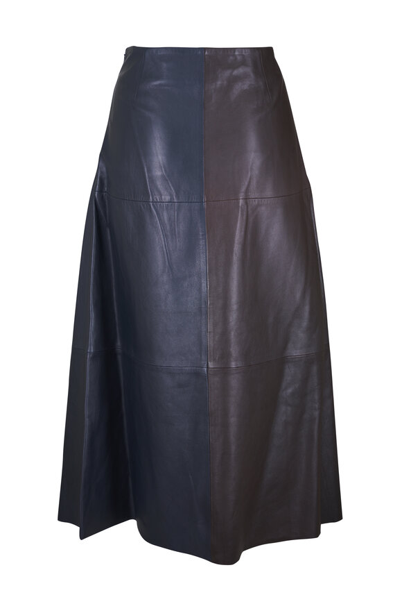TWP Midnight & Black Colorblock Leather Skirt - view 2